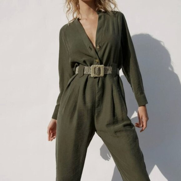 Zara Olive Long Sleeve Jumpsuit - Picture 4 of 12